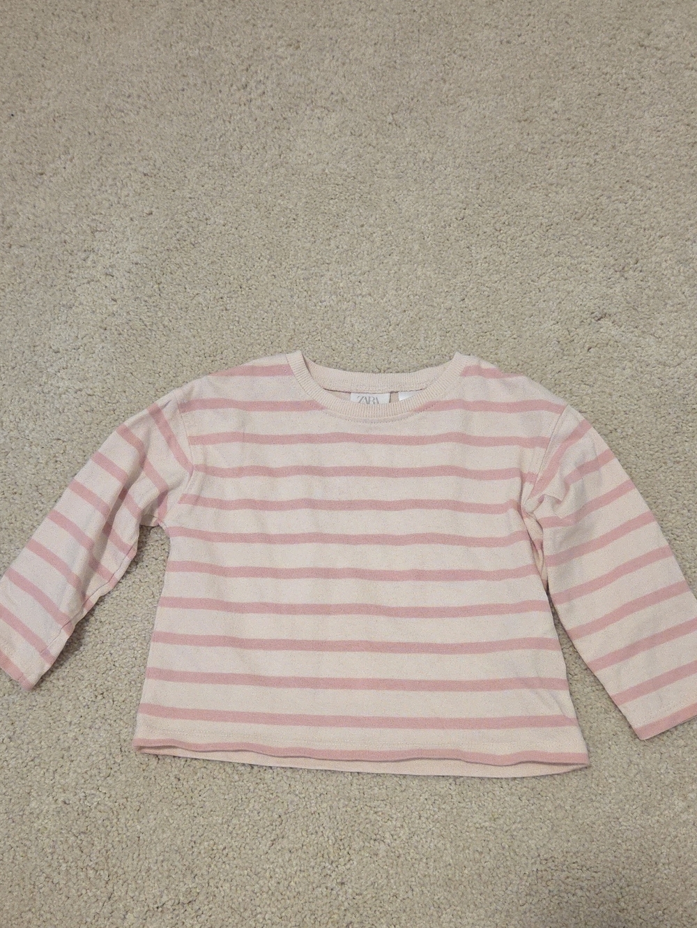 Zara Kids Pink Striped Long Sleeve Top